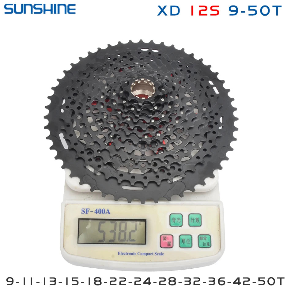 SUNSHINE XD MTB Cassette 12 Speed 9–50T Black Compatible SRAM XD Freehub - EXPROTAS