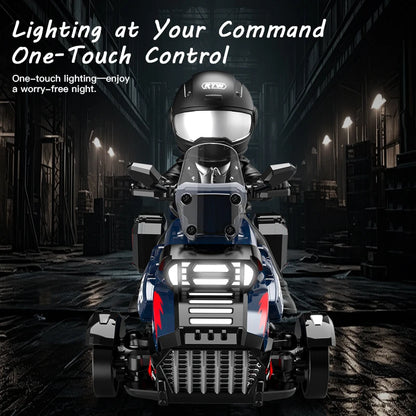 LED Lights RC Motorcycle 3.7V Remote Control Car for Kids 30M Range