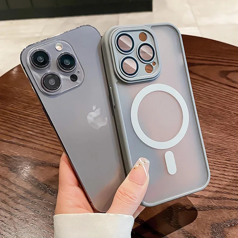 Matte Frosted MagSafe Case for iPhone 11-15 Pro Max Plus Lens Protection