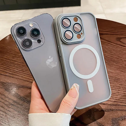 Matte Frosted MagSafe Case for iPhone 11-15 Pro Max Plus Lens Protection