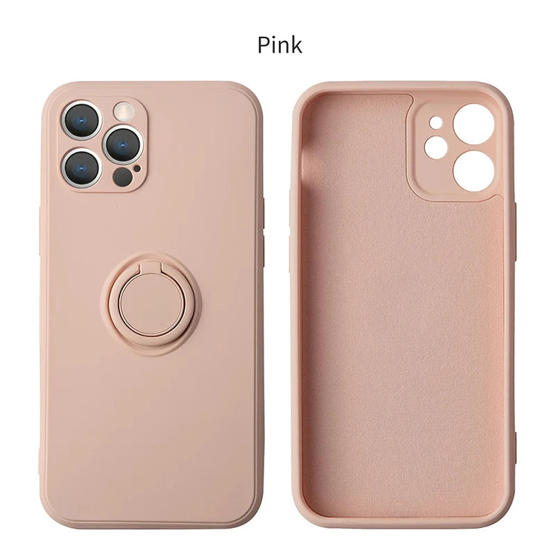 Magnetic Ring Silicone Phone Case for iPhone 11-17 Pro Max Plus Mini XR