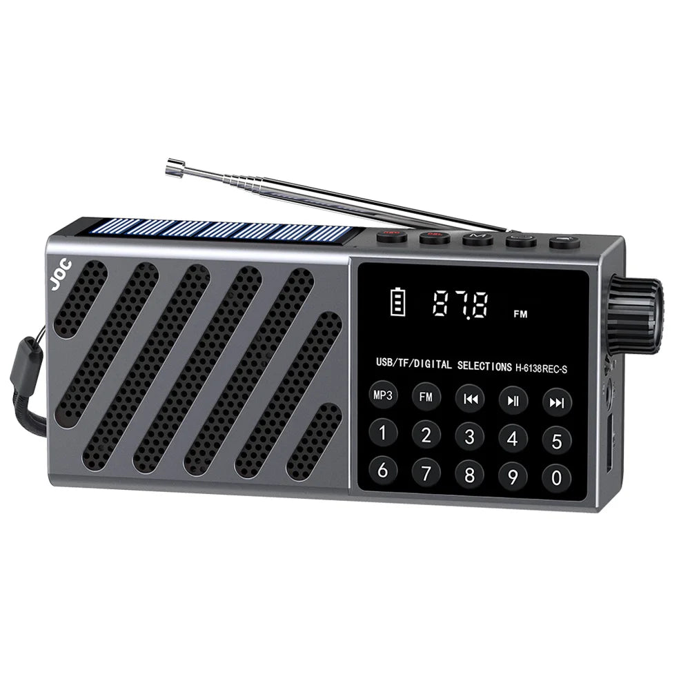 Rechargeable Bluetooth Speaker Portable Solar FM Radio USB Player Digital Music