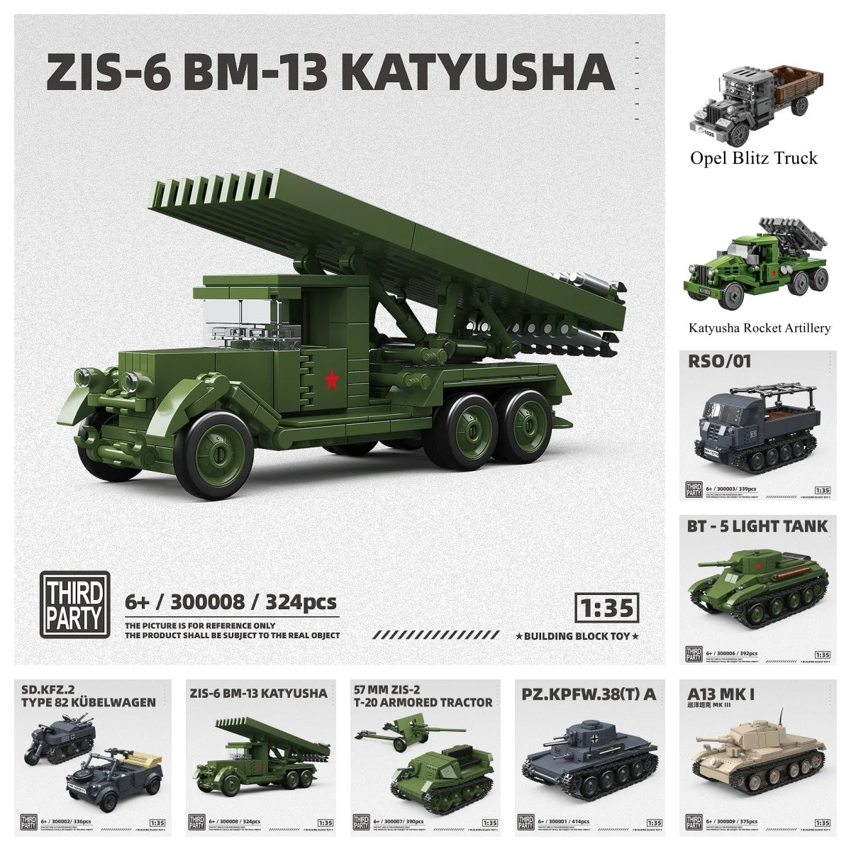 WW2 ZIS-6 BM-13 Katyusha Rocket Launcher 1:35 Building Blocks Military Model Gift