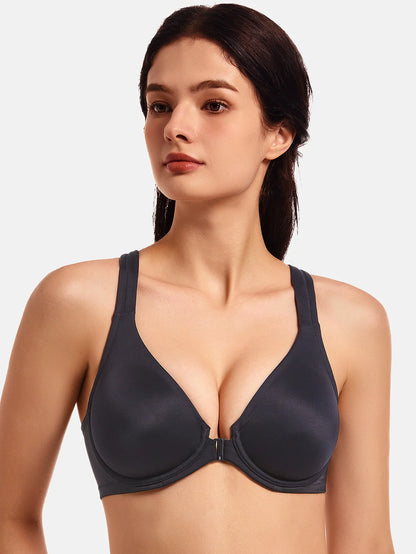 MELENECA Women’s Front Closure Racerback Underwire Bra Unlined Seamless Full Coverage
