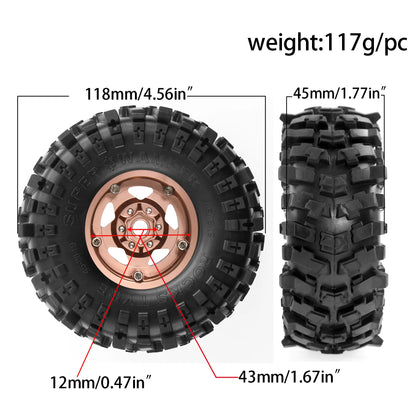 4pcs 1.9 Wheel Tires for 1/10 RC Crawler TRX4 TRX6 SCX10 II III Gen7 D90