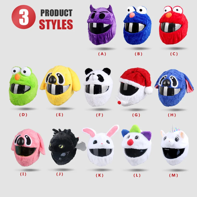 Protection Headgear Cover Plush Helmet for Motorcycle Full Face Cartoon