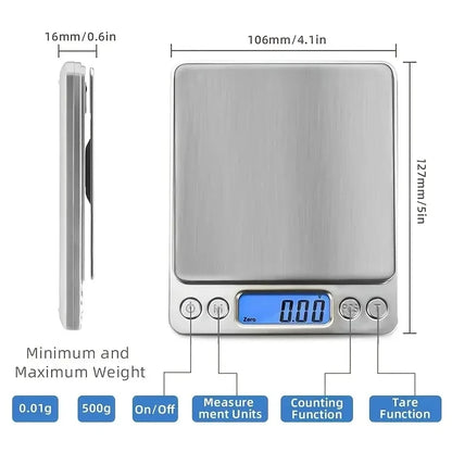 Digital Kitchen Scale Stainless Steel LCD Display Food Weighing Cooking 3kg