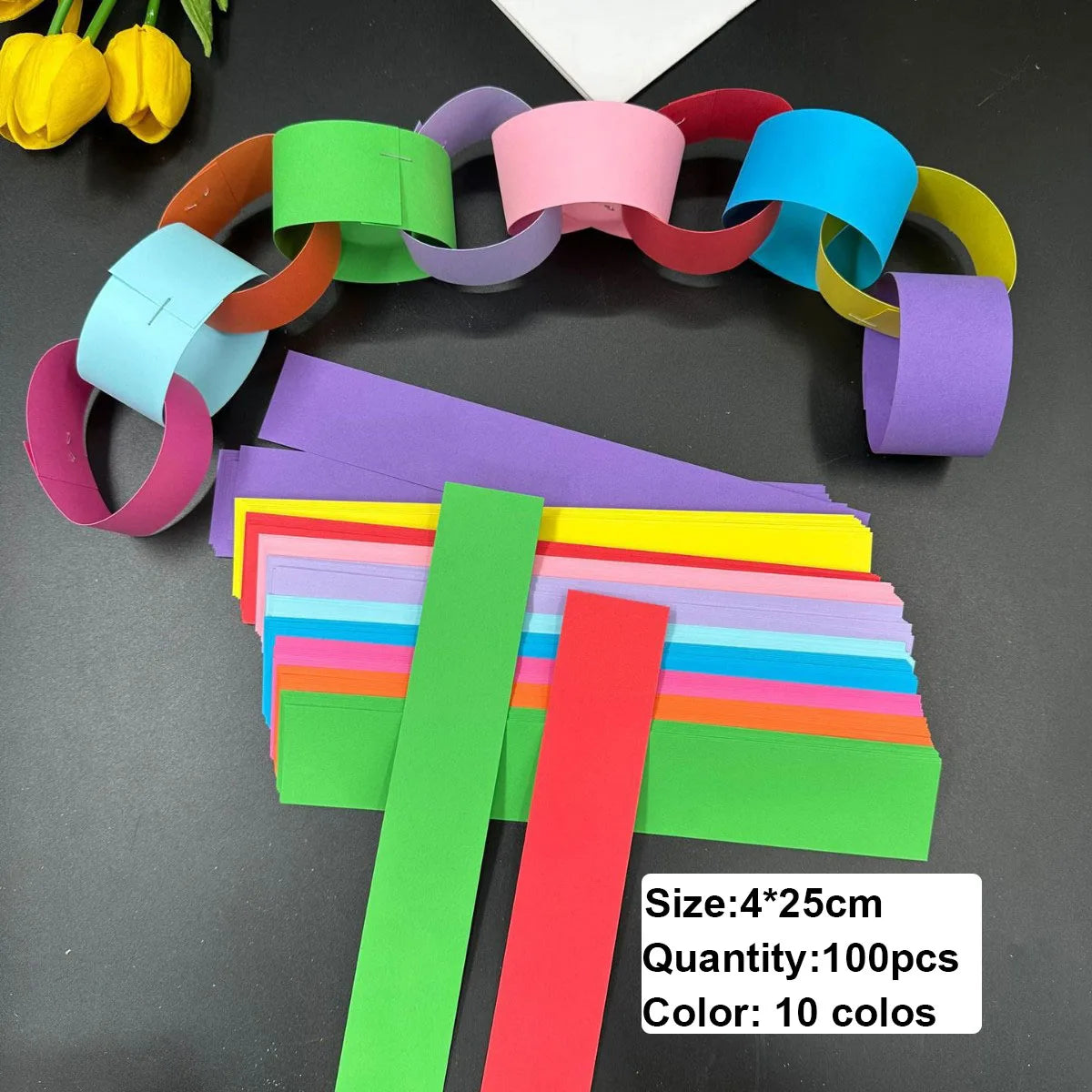 Rainbow Paper Chain Garland Stars Party Decor for Kids Birthday Celebration