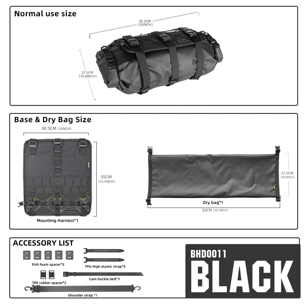 Rhinowalk Bicycle Handlebar Bag 8–13L Waterproof Front Dry Bag Set for MTB Road Gravel Bike