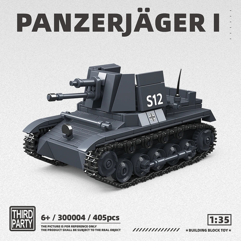 WW2 Panzerjäger I Tank Building Blocks Military Brick Model Educational Toy Gift