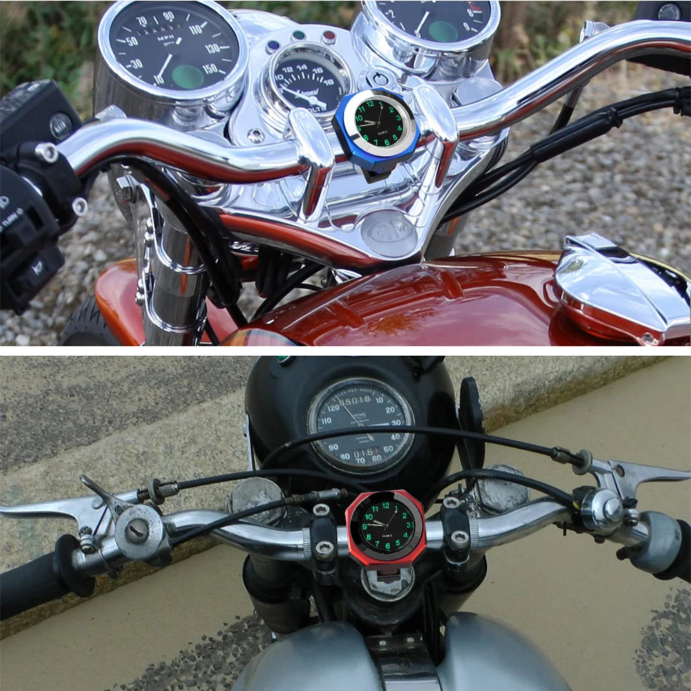 Aluminum Motorcycle Clock Waterproof Mount Quartz Clock Watch Luminous Clock For 22-28mm Handlebar Styling Car Accessories-EXPROTAS