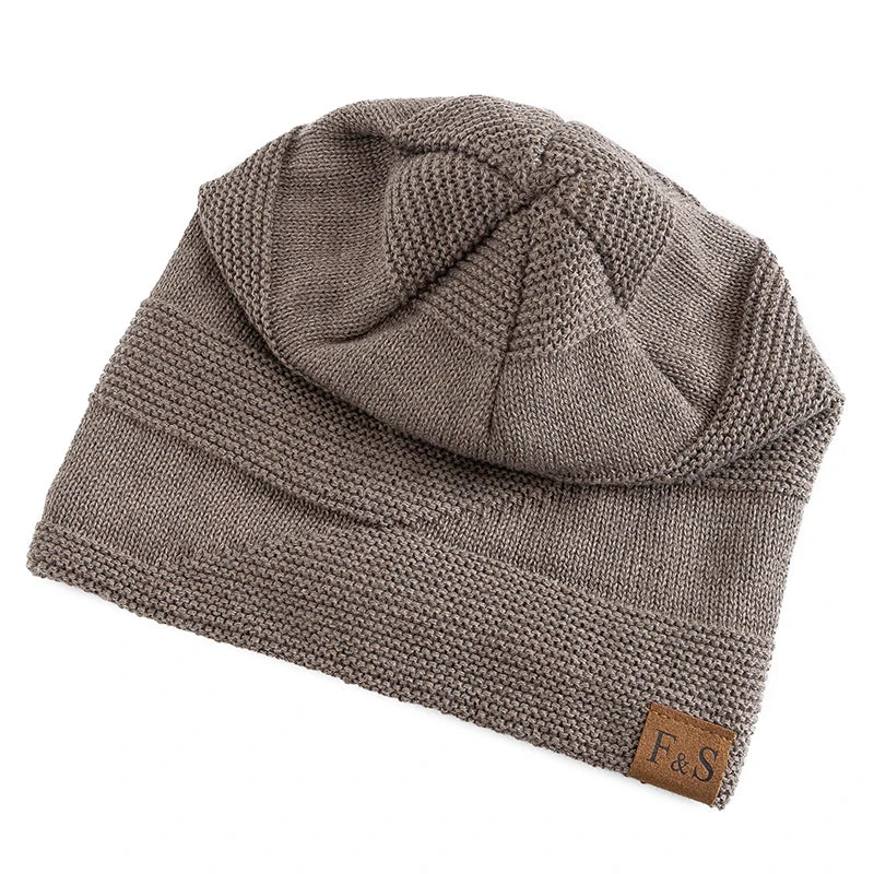 Faux Fur Lined Winter Beanie Hat Slouchy Cap Warm Unisex for Men Women