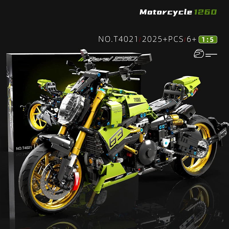 High Tech 1:5 Motorcycle City Sports Rapid Racing Motorbike Locomotive Moc Modular Brick Model Building Block Boy Gift Toy T4021-EXPROTAS