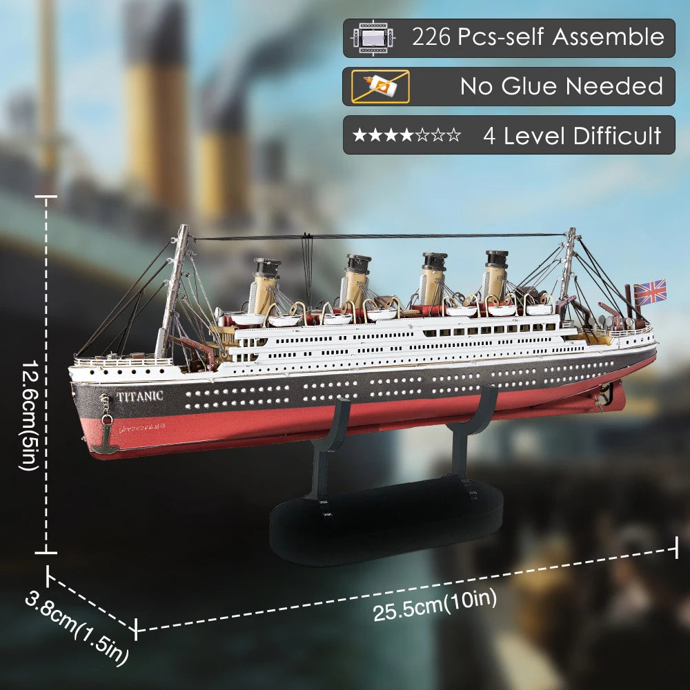 Piececool 3d Metal Puzzles Gifts for Adults Titanic Ship Model 226pcs Cruise Jigsaw Toys Building Kits Home Decoration-EXPROTAS