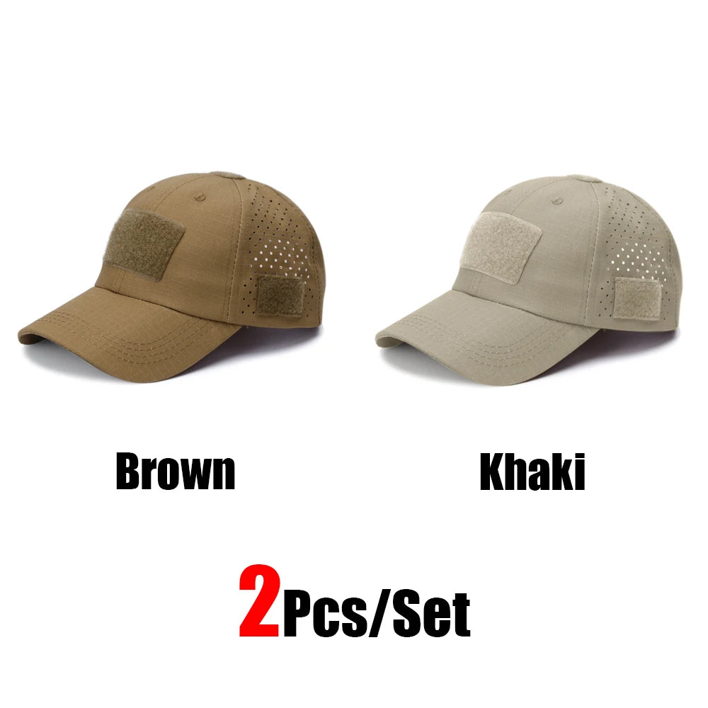 2Pcs Camouflage Baseball Cap Breathable Sun Hat Outdoor Hunting Fishing