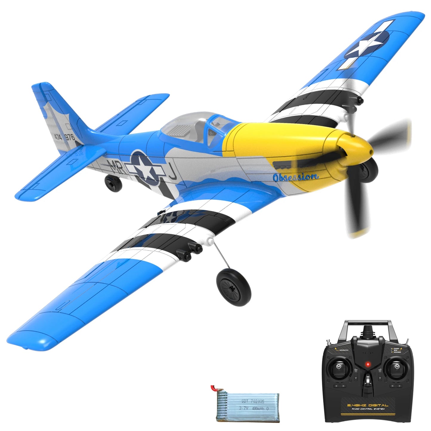 Volantex Spitfire RC Plane, EPP 400mm Wingspan 4CH 2.4G RTF Aerobatic Fighter