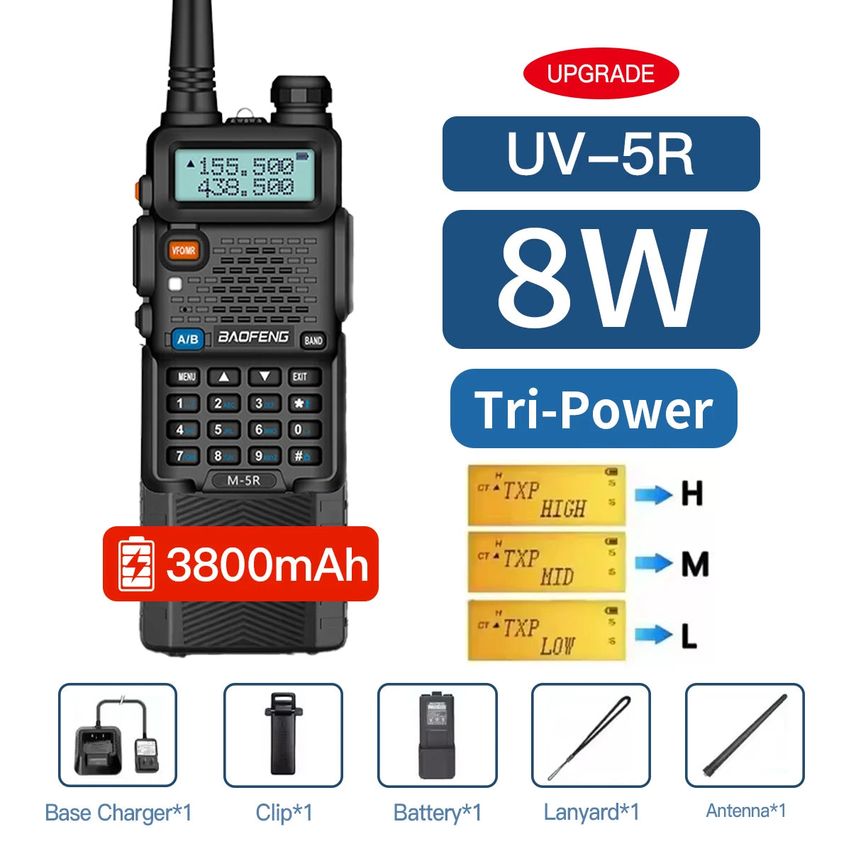 Baofeng Walkie Talkie UV5R 8W Dual Band Two-Way Radio 128CH VHF UHF