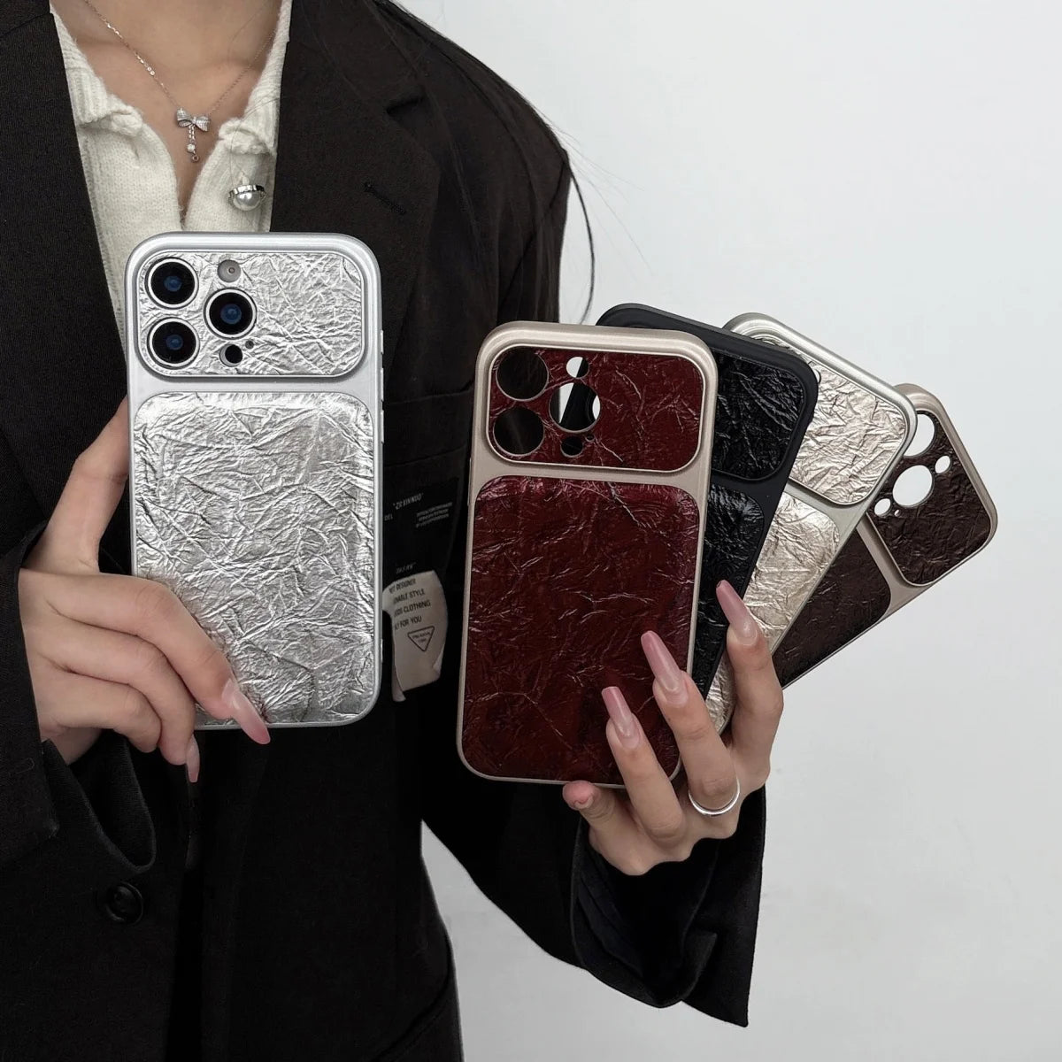 Retro Petal Flower Case for iPhone 13-17 Pro Max Large Window Shockproof Cover