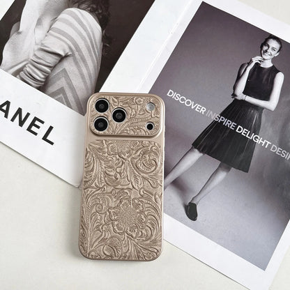 Retro Petal Flower Case for iPhone 13-17 Pro Max Large Window Shockproof Cover