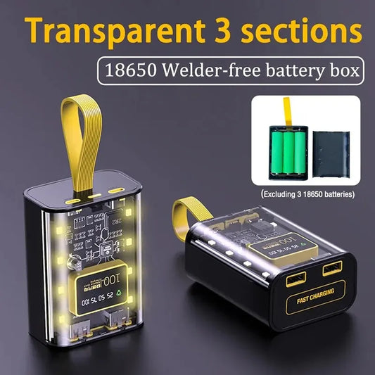 3x18650 Power Bank Case Battery Storage Box Dual USB Charger DIY Shell for Phone