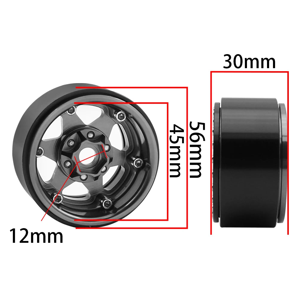 1.9" Metal 6-Spoke Beadlock Wheel Rim for 1/10 RC Crawler TRX4 SCX10 Capra D90 - EXPROTAS
