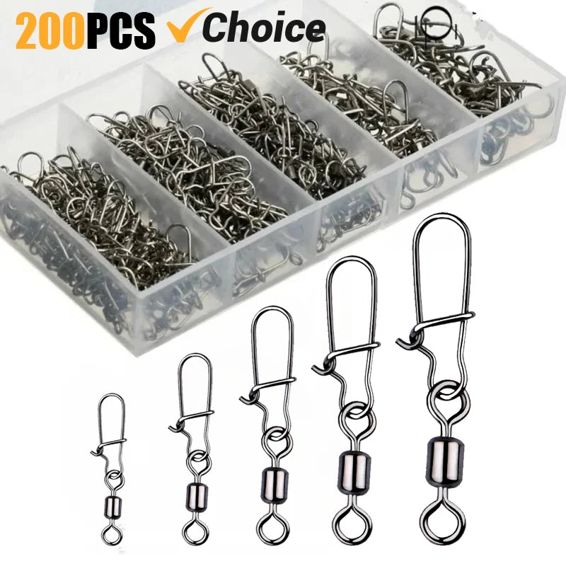 Stainless Steel Bearing Duo-lock Connector Fishing Snaps 200Pcs