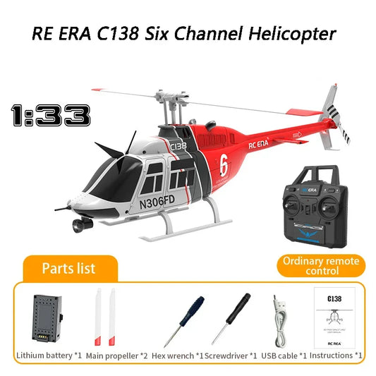 New Re Era C138 1:33 Six Channel Single Paddle Aileron Free Helicopter Barometer Fixed Height 3d Rolling Toy Gift Rc Planes-EXPROTAS