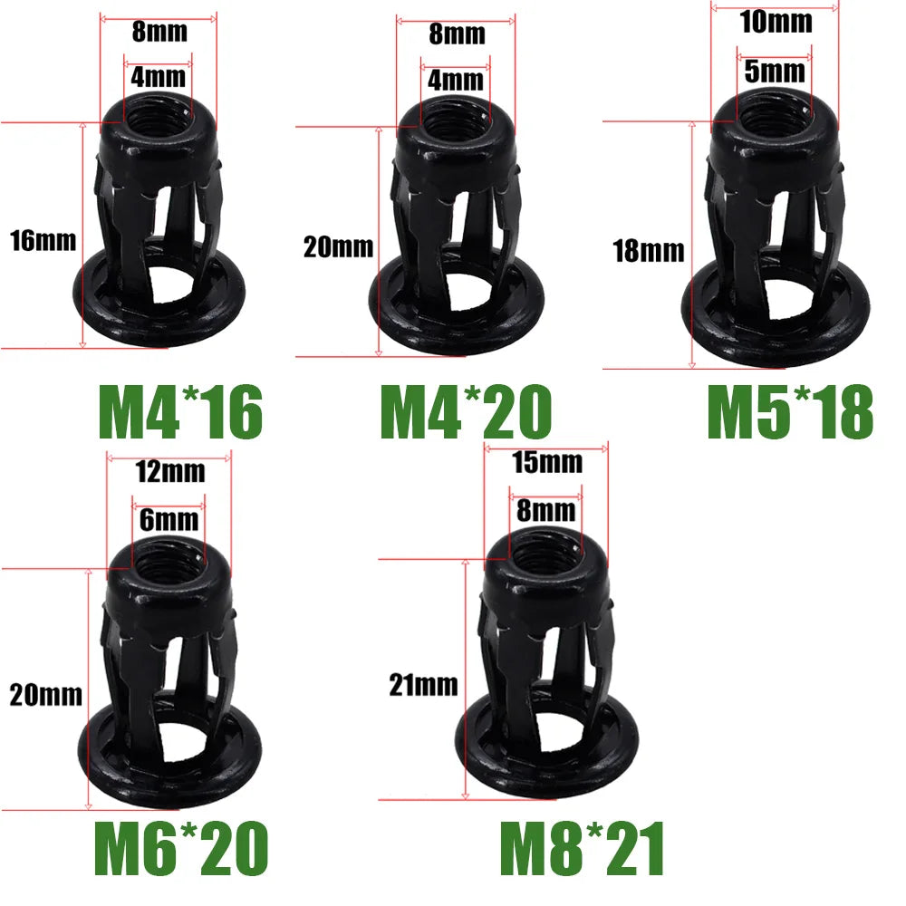 M4 M5 M6 Petal Shape Expansion Rivet Nuts Metal Jack Nut Screw Kit 30Pcs