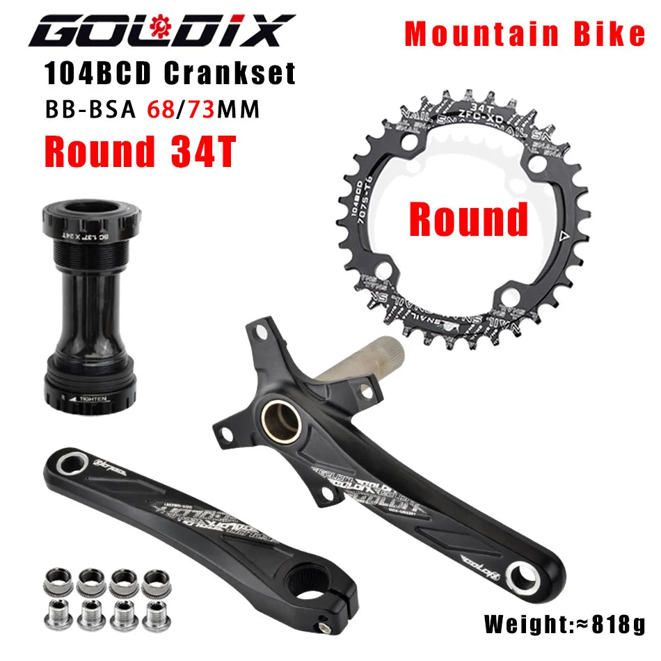 GOLDIX MTB Crankset 104BCD 170mm w/ 32T–38T Chainring & Bottom Bracket