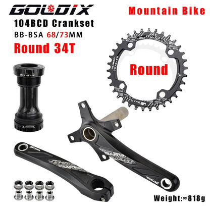 GOLDIX MTB Crankset 104BCD 170mm w/ 32T–38T Chainring & Bottom Bracket