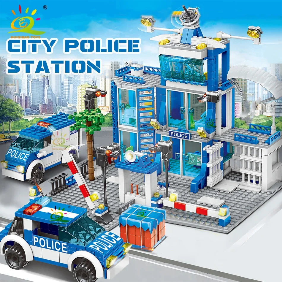 HUIQIBAO 753PCS City Police Station Building Blocks Set Boys DIY Car Figures Bricks Educational Toys For Children Adult Gift-EXPROTAS