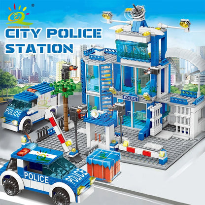 HUIQIBAO 753PCS City Police Station Building Blocks Set Boys DIY Car Figures Bricks Educational Toys For Children Adult Gift-EXPROTAS