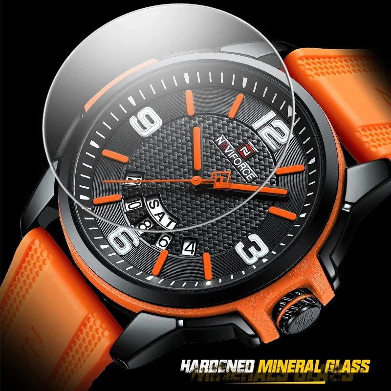 NAVIFORCE Creative TPU Strap Male Wristwatch Fashion Sports 3ATM Waterproof Quartz Day and Date Display Men Watches Reloj Hombre-EXPROTAS