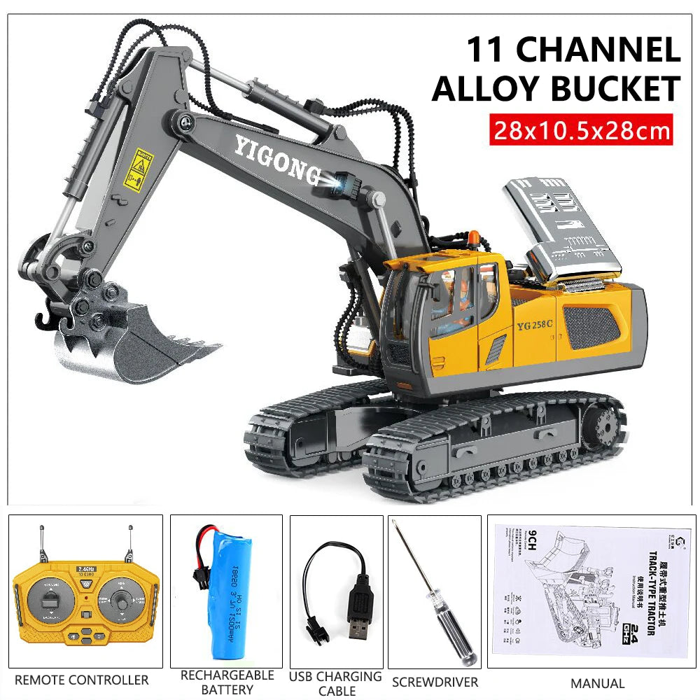 RC Excavator Dumper Car 2.4G Remote Control Engineering Vehicle Crawler Truck Bulldozer Toys for Boys Kids Christmas Gifts-EXPROTAS