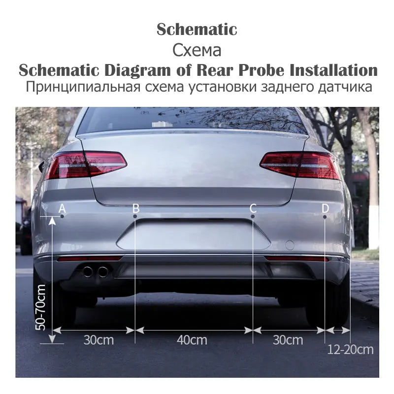 Car Parking Sensor 12V Ultrasonic 4 Sensors Buzzer Reverse Alert System