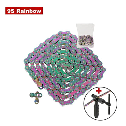 9 Speed Bike Chain 116 Links with Chain Breaker Kit MTB Road Bicycle Repair