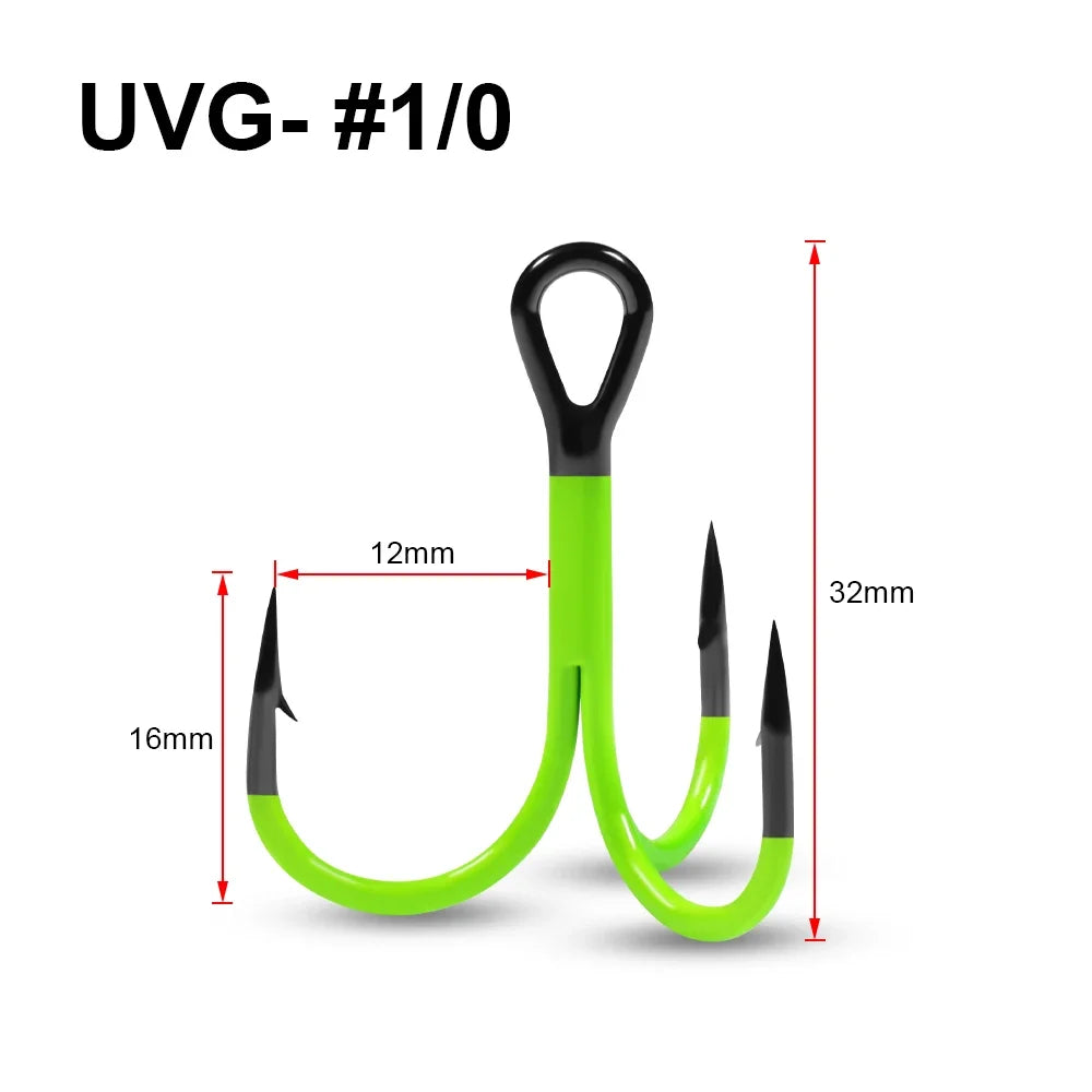 Flame Treble Hook Spinpoler UV Hi-Carbon Steel No 2-0 Fishing Tackle