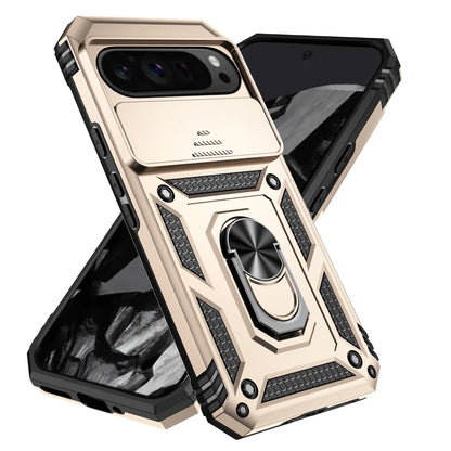 Google Pixel 6-9 Pro XL Armour Ring Case Camera Cover Shockproof Kickstand