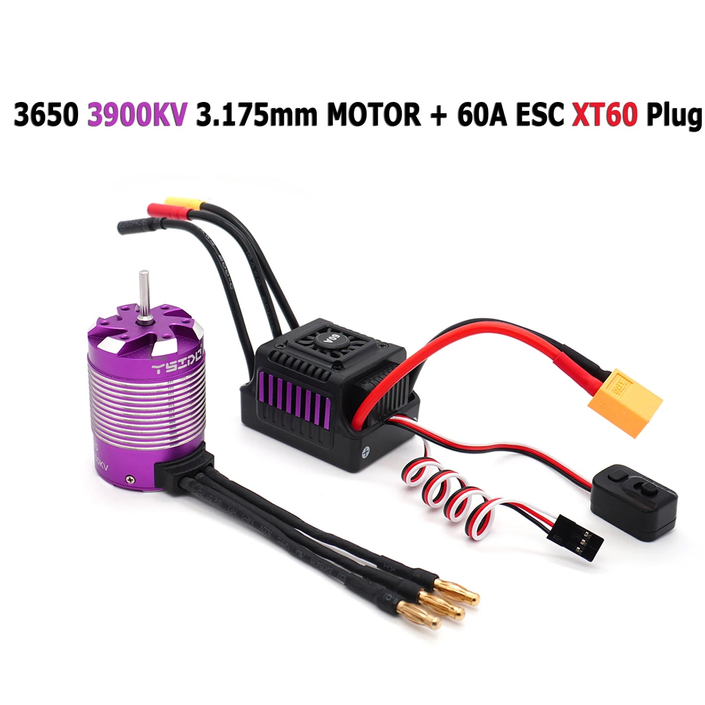 1/10 RC Car Brushless Motor 60A ESC 3650 3660 for Drift Racing Off-Road