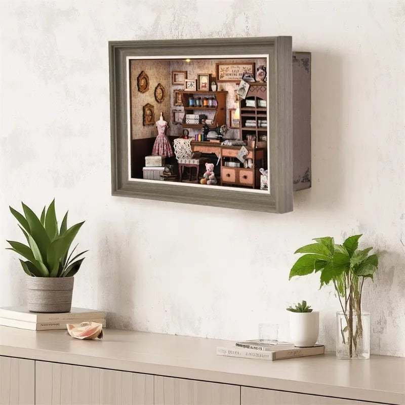 DIY Wooden Book Nook Mini Dollhouse 3D Puzzle Kit Bookshelf Insert Decor Gift - EXPROTAS