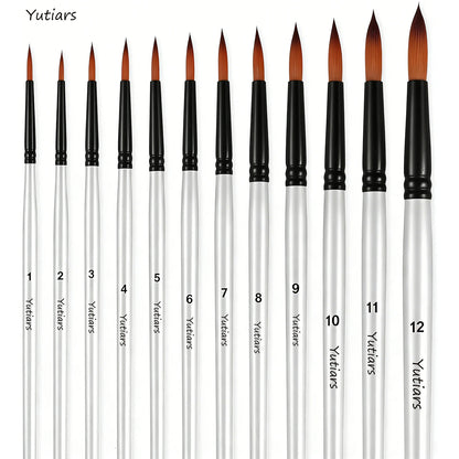12/48 Pcs Art Paint Brushes Set Nylon Hair for Oil Acrylic Watercolor Painting