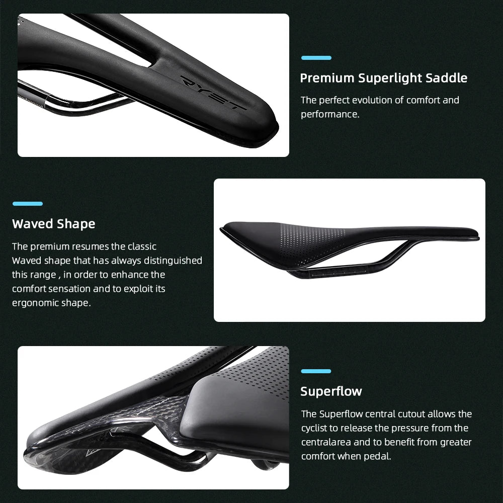 RYET Superlight Racing Saddle | 7×9mm/7×7mm Road MTB Seat Cushion Bike Fit