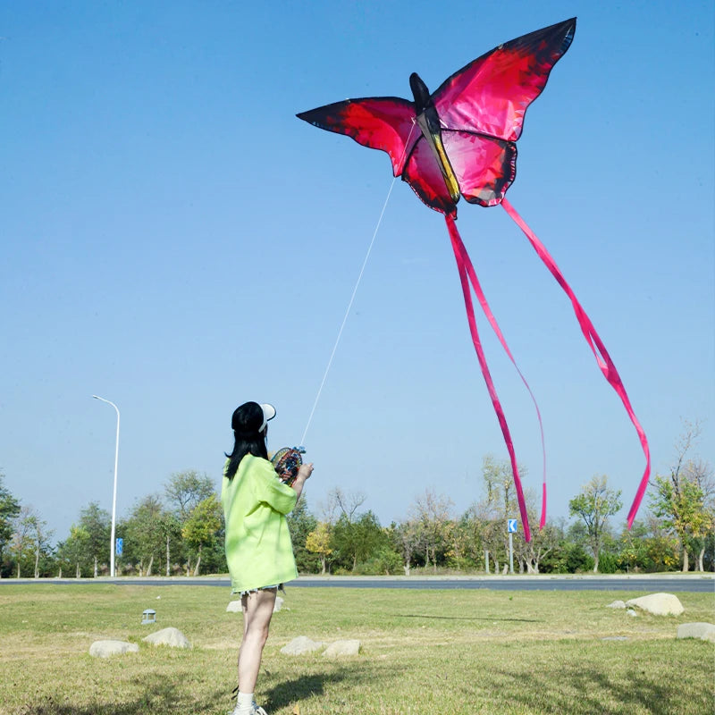 Butterfly Kites Red 100m String for Adults and Kids Outdoor Flying