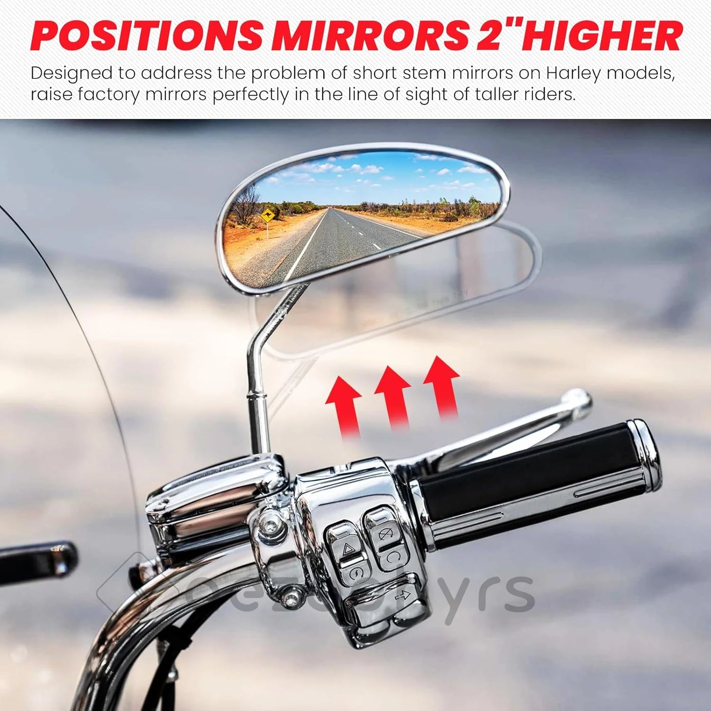 Chrome Rear View Mirror Extension Adapter for Harley Motorcycles 883
