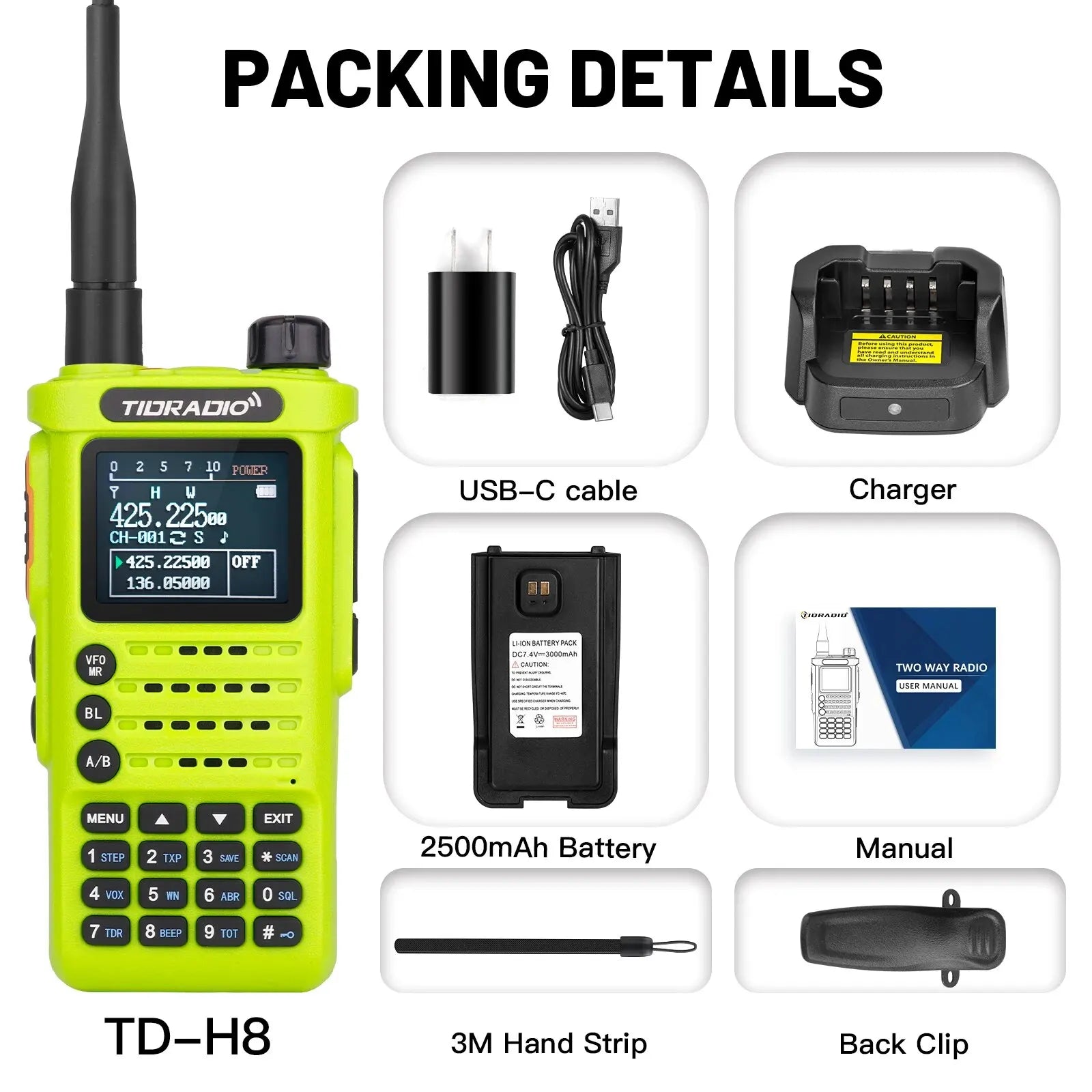 TIDRADIO TD H8 10W High Power Walkie Talkie Long Range Portable Two Way Radio Connection Phone APP Wireless Programming HAM GMRS-EXPROTAS