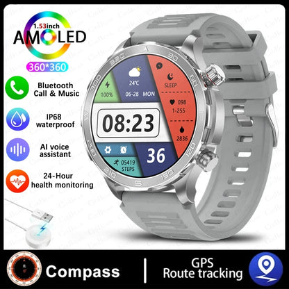 2024 New For Huawei Xiaomi GPS Sports Smartwatch Men NFC Compass Fitness Tracker IP68 Waterproof Bluetooth Call Smartwatch Man-EXPROTAS
