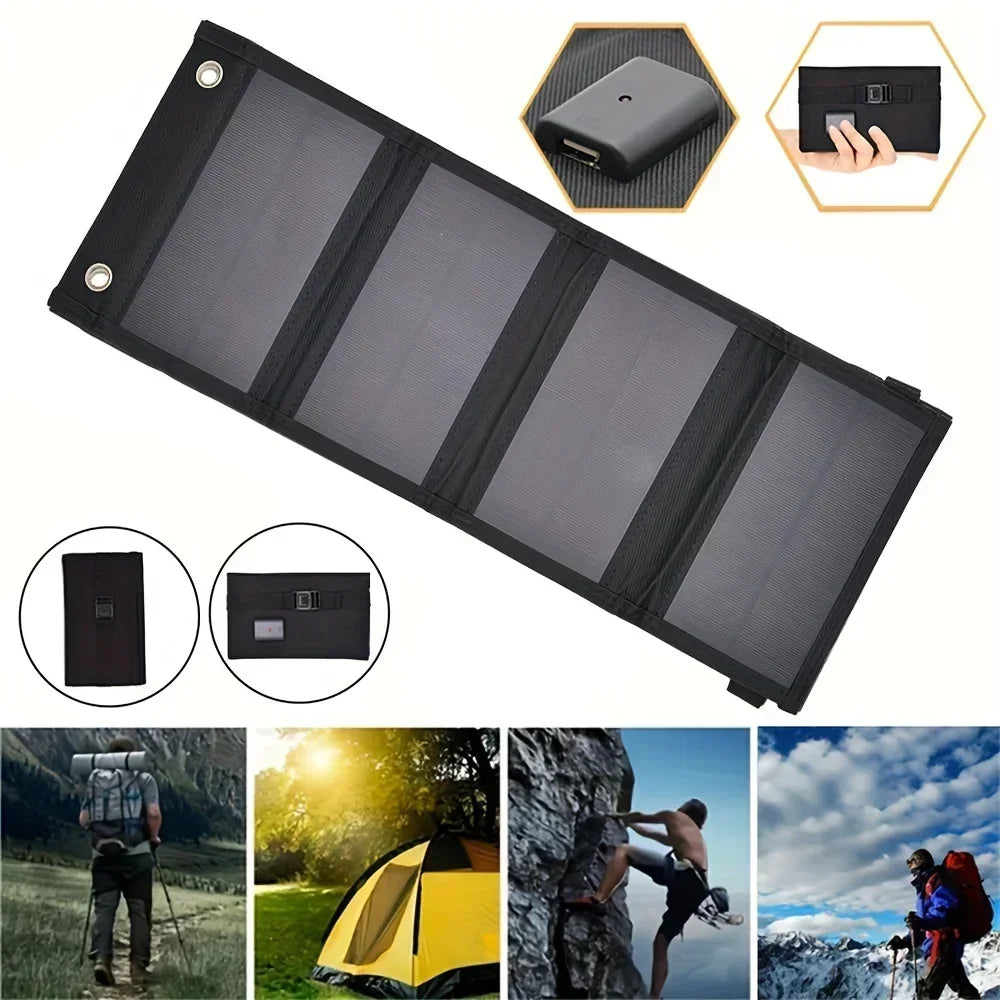 12V Phone USB Charger Solar Panel Portable Outdoor Camping Power Bank