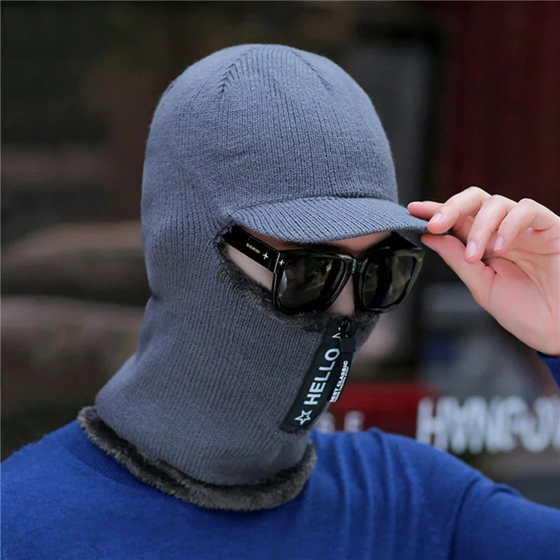 Men's Outdoor Ear Protection Warm Wool Hat Knitted Winter Cap Windproof