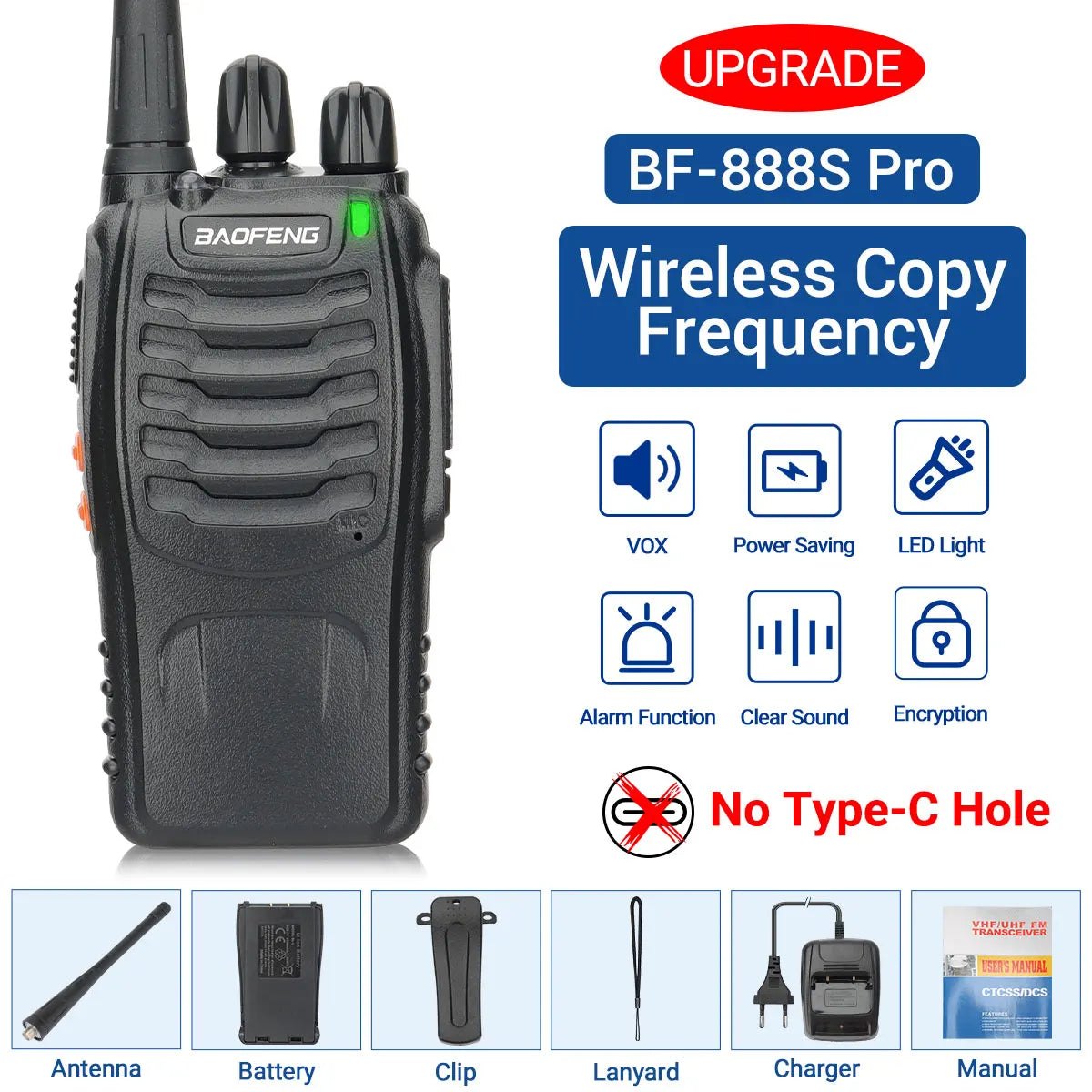 2x Walkie Talkie Baofeng BF-88E Long Range 400-470MHz Two Way Radio