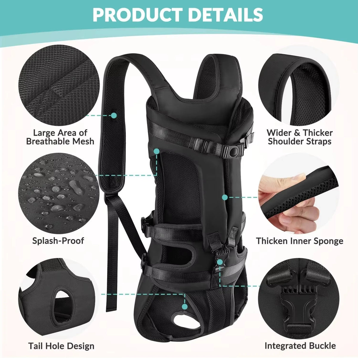 Pet Front Dog Carrier Backpack Adjustable Travel Mesh Bag Small Dogs